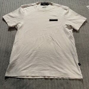 Monastery Couture Shirt Mens Small White Pima Cotton Graphic Tee Biagio MST Logo